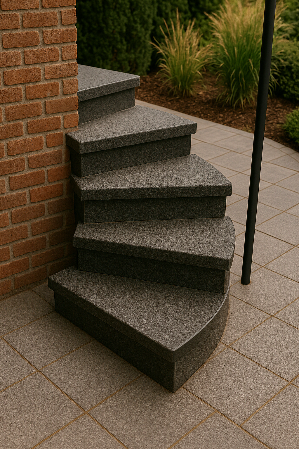 Treppen-Auftritt Nero Luanda geflammt - 3 cm Stärke - Pung Steinwerk