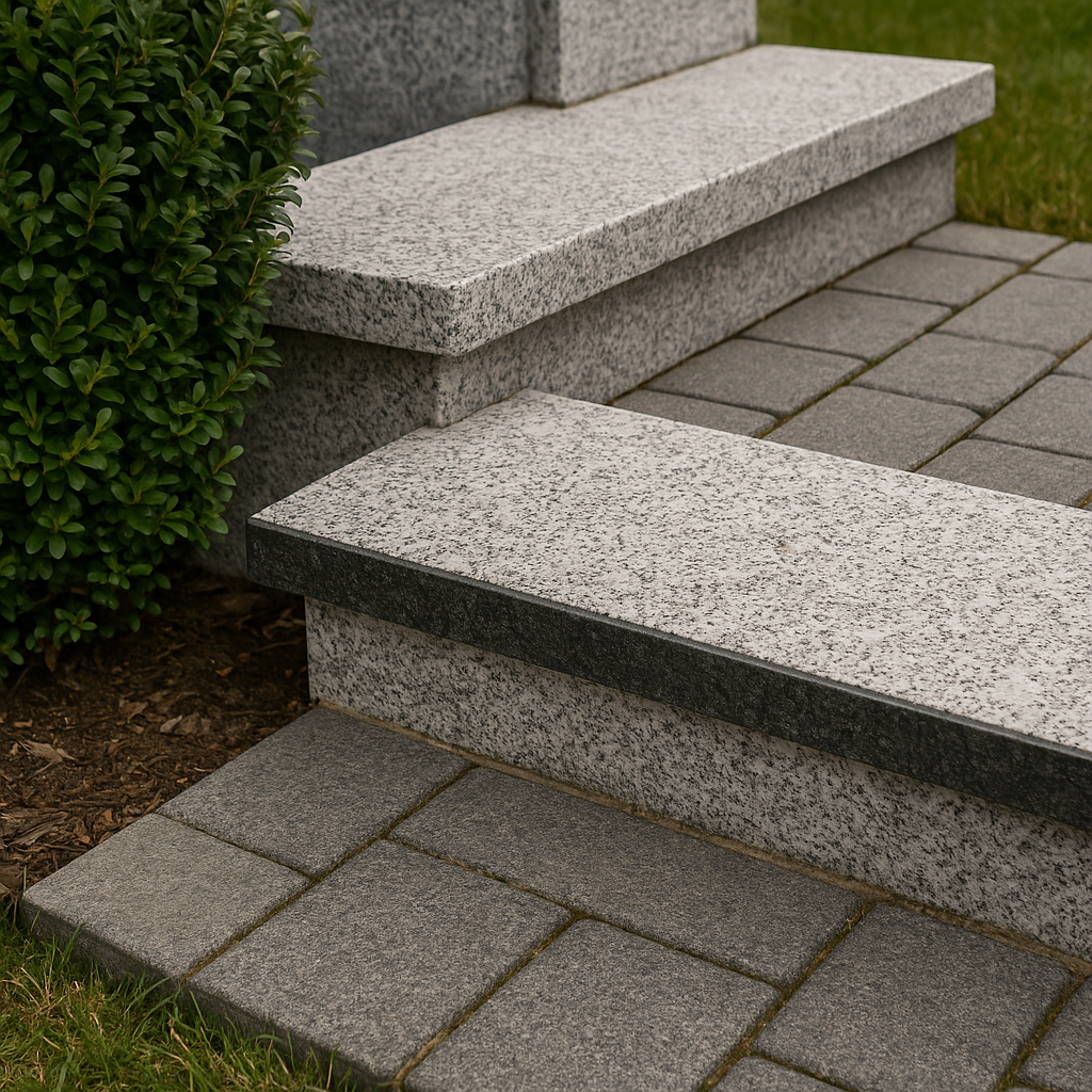 Treppen-Auftritt Blanco Cristal Novo geflammt - 3 cm Stärke - Pung Steinwerk