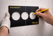 3er Steckdosen Bohrschablone | Unterputz Dosen Schablone für Hohlwand & Mauerwerk | Präzise Lochsäge Ausrichtung | PETG Schwarz | Pung Profi Werkzeug