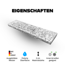 Naturstein-Fensterbank auf Maß aus Serizzo 2 cm in schwarz-weiß, geeignet für Innen & Außen. Hochwertige Maßanfertigung aus Bonn. Pung Steinwerk - Einfach konfigurieren